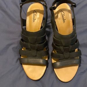 Clarks black sandals. Size 8.